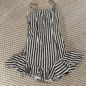 Black and white striped mini dress
